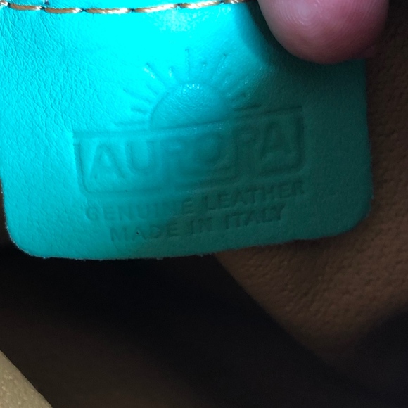 Seafoam Green and Tan Italian Leather Crossbody - Picture 7 of 8